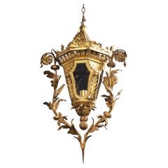 Lanterna veneziana in metallo dorato e vetro della fine del XVIII secolo