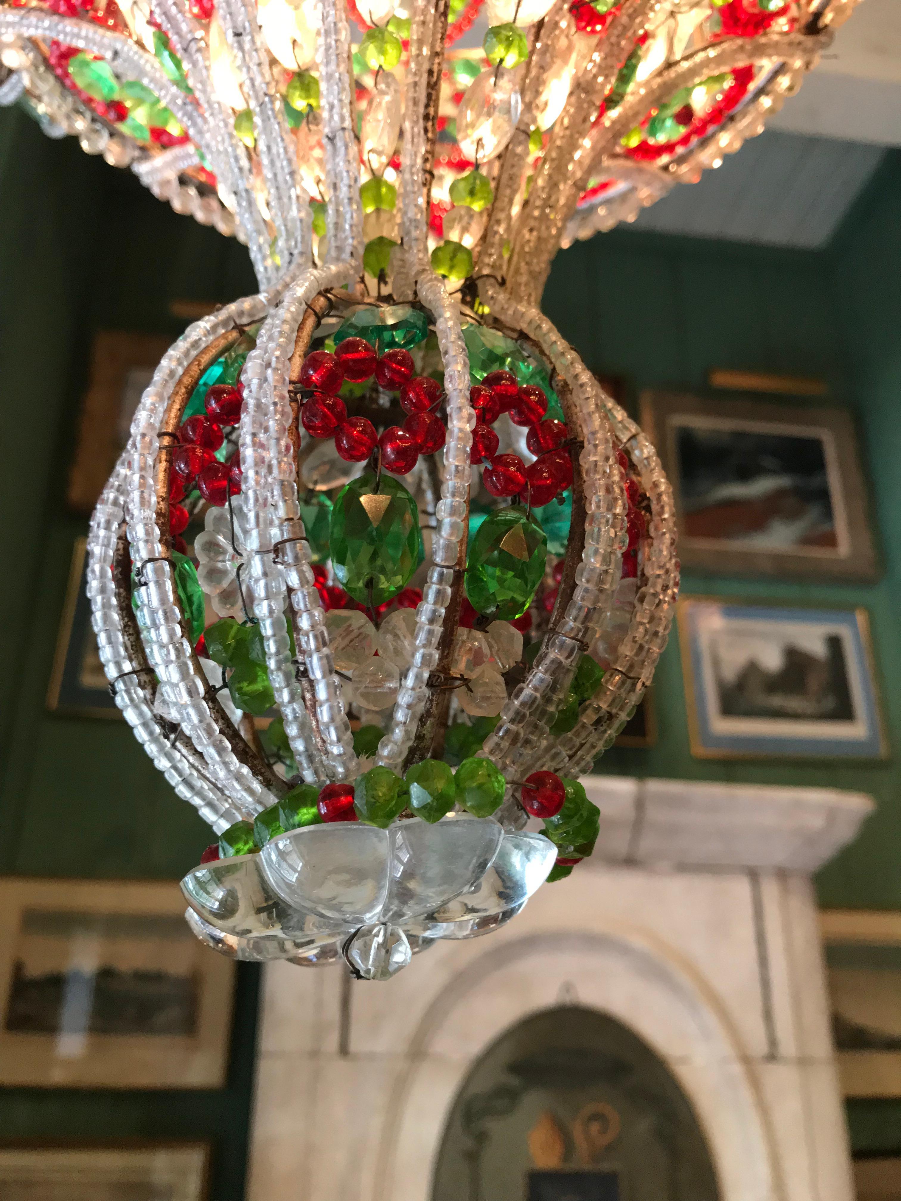 Metal Antique Venetian Pendant Chandelier Ceiling Hanging Glass Lantern Light 18th C For Sale