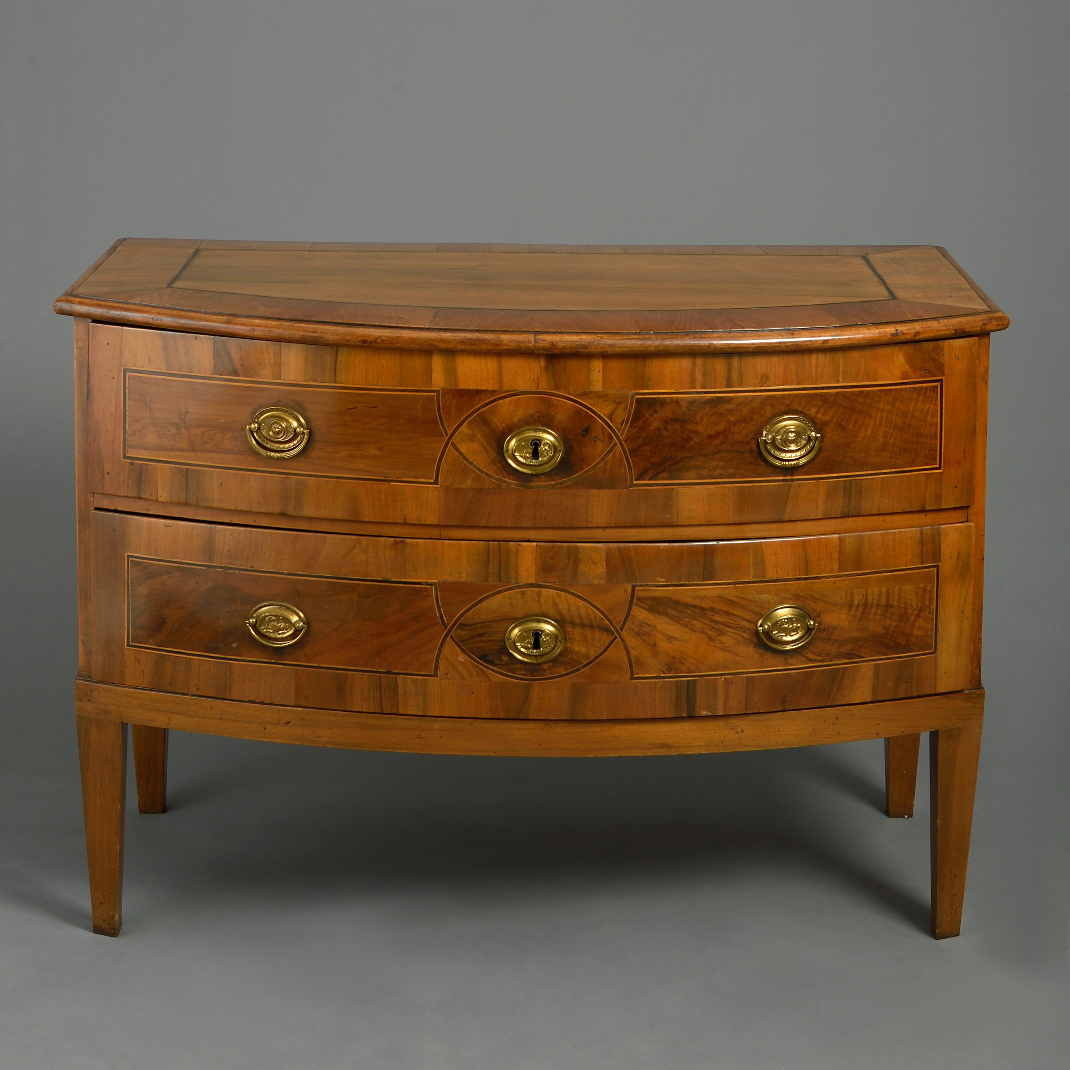 Neoclassical Late 18th Century Walnut Bow Front Commode