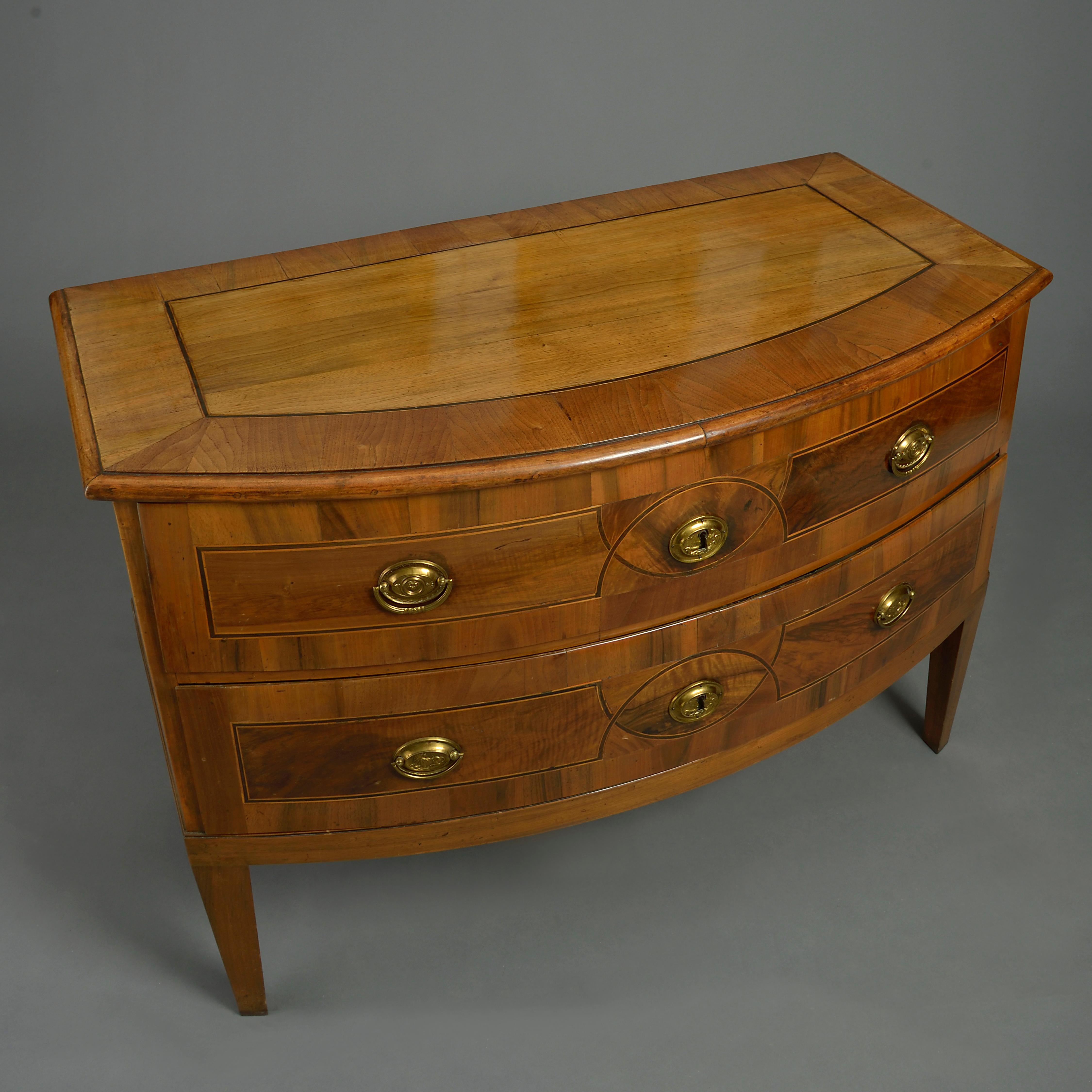 18th Century and Earlier Late 18th Century Walnut Bow Front Commode