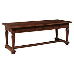 Late 18th Century Walnut Wood Table w/Three Drawers from Italy
