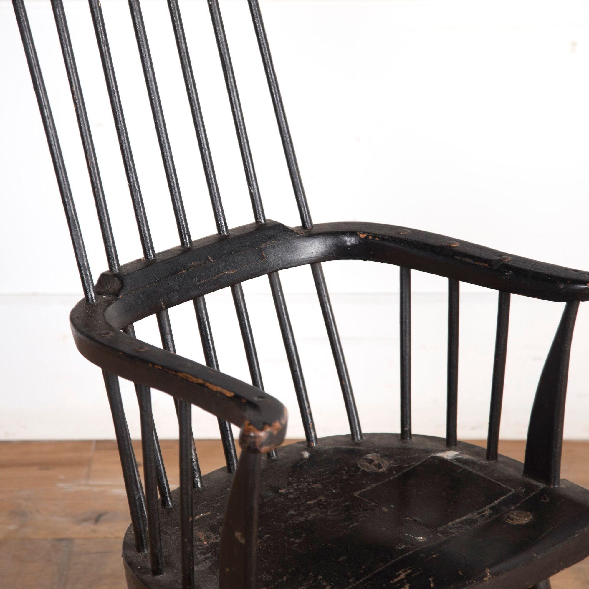 Folk Art Late 18th Century Welsh Comb-Back Stick Chair