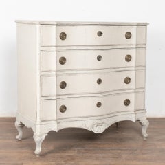 Late 18th Century White Painted Large Rococo Chest of Four Drawers, Denmark