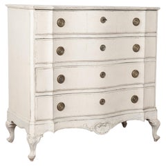 Late 18th Century White Painted Large Rococo Chest of Four Drawers, Denmark