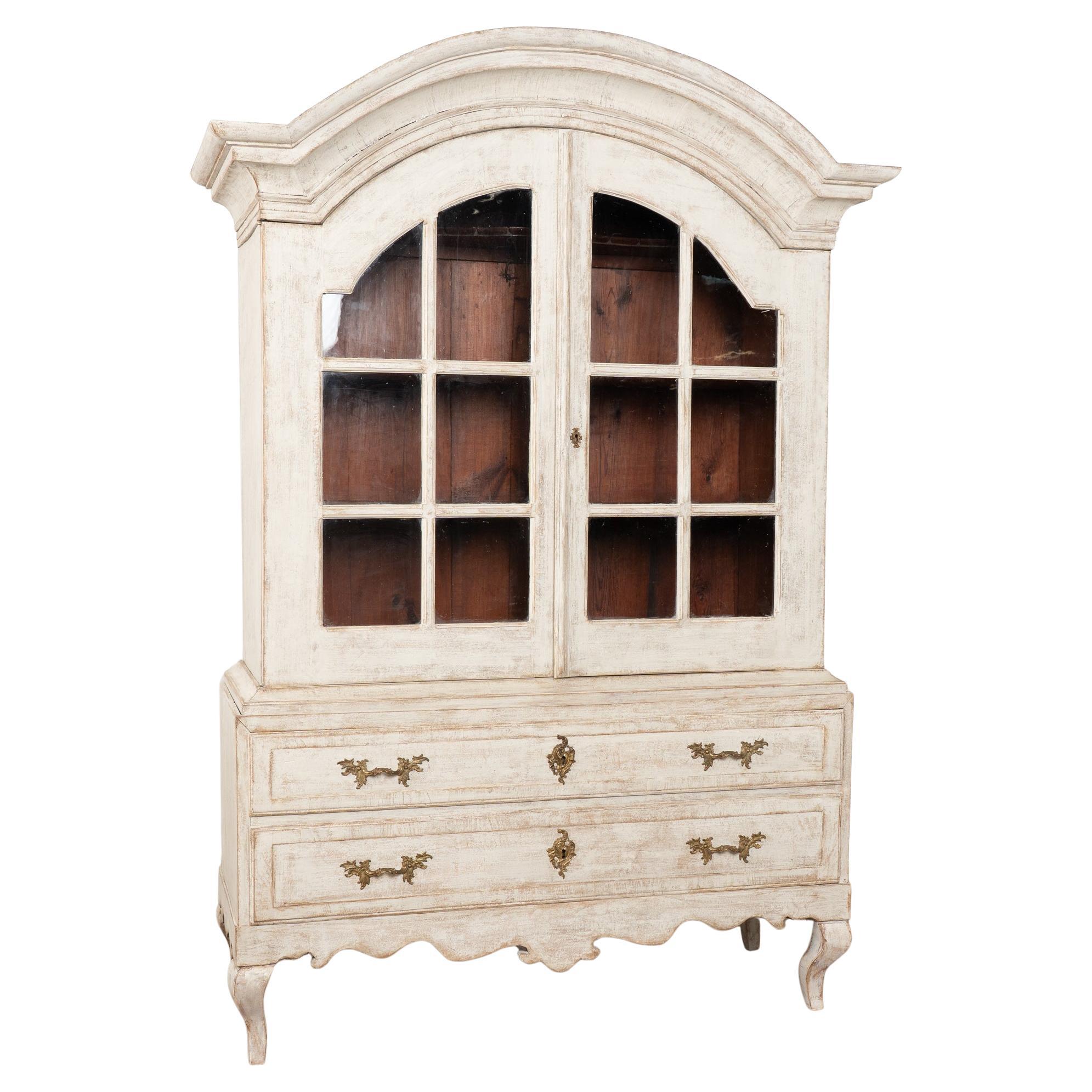 Late 18th Century White Swedish Pine Vitrine Display Cabinet