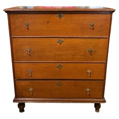 Antique Late 18th Century William & Mary Pine Lift Top Blanket Chest with Two Drawers