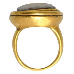 Late 18th Century Young Hercules Portrait Cameo Ring in 18k Gold, Circa 1800