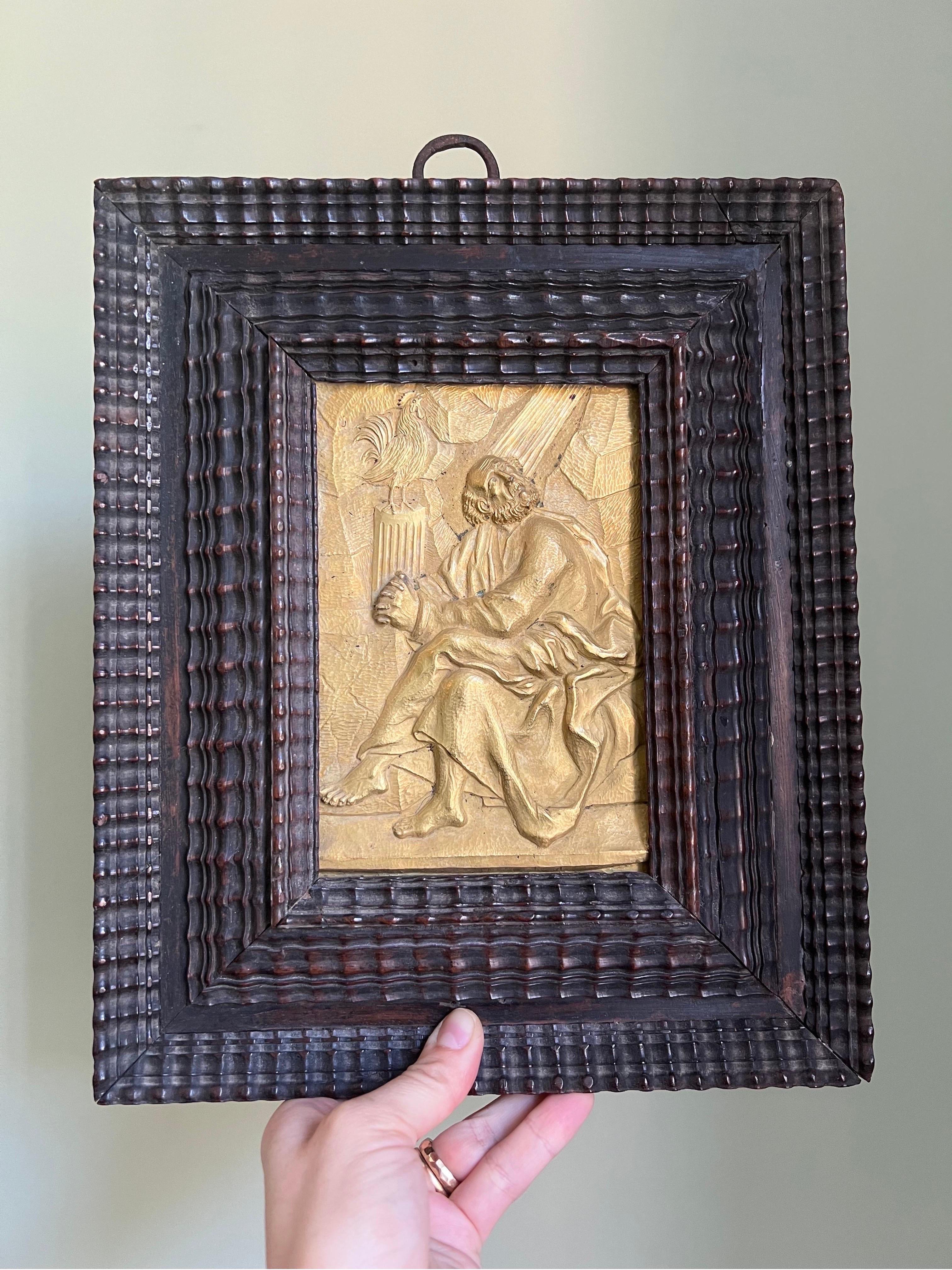Late 18th- Early 19th C. Bronze Gold Leaf St. Peter’s Plaque  2