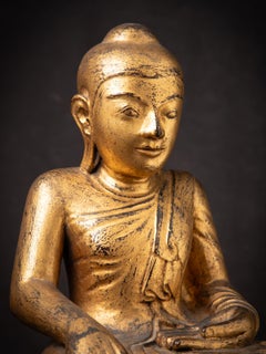 Statua antica in legno di Buddha birmano, tra la fine del XVIII e l'inizio del XIX secolo