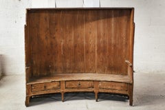 Late 18th Early 19th Century Barrel Back Pine Tavern Settle