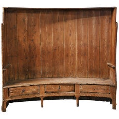 Late 18th Early 19th Century Barrel Back Pine Tavern Settle