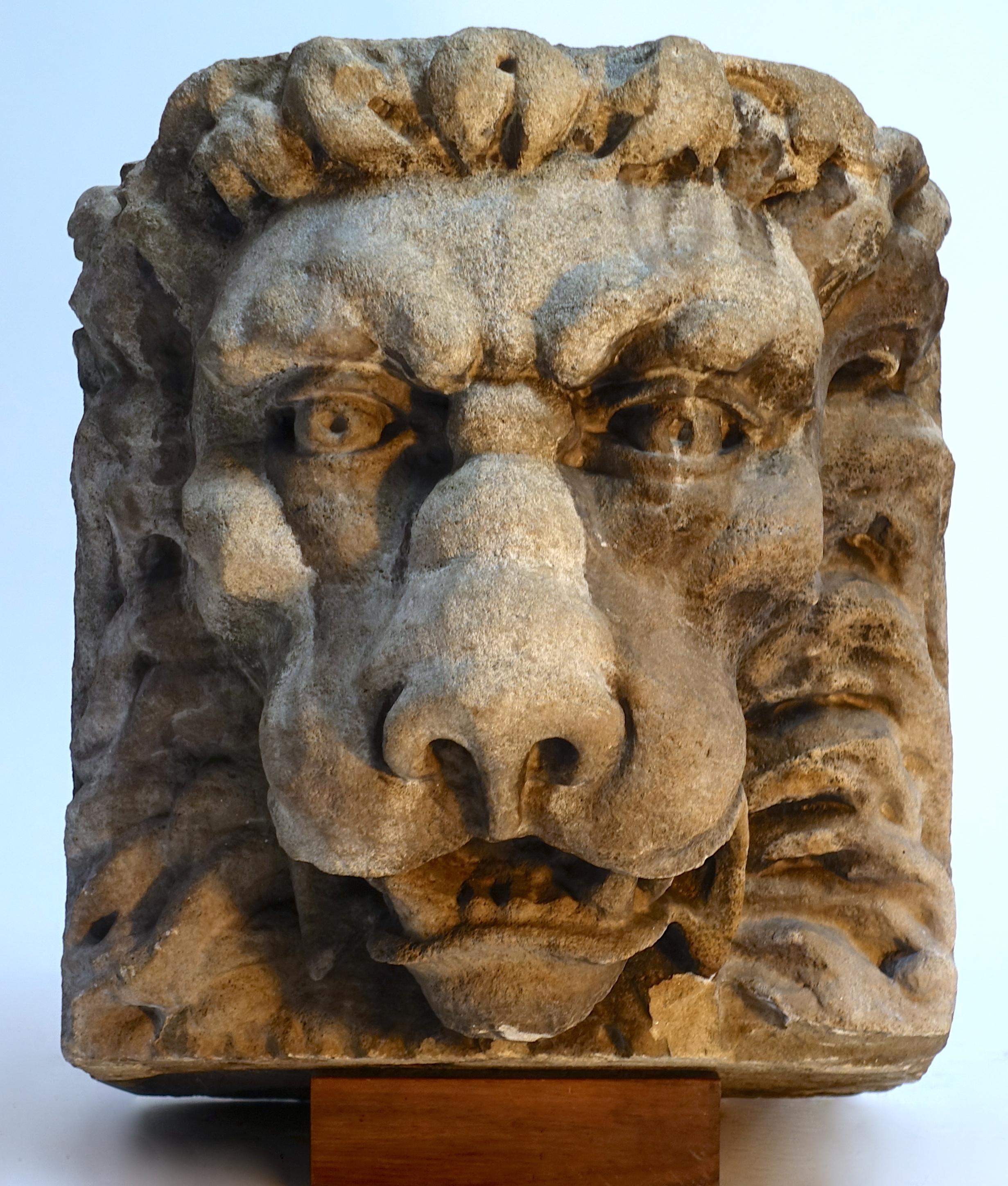 British Late 18th or Early 19th Century Carved Stone Lion Head Architectural Element
