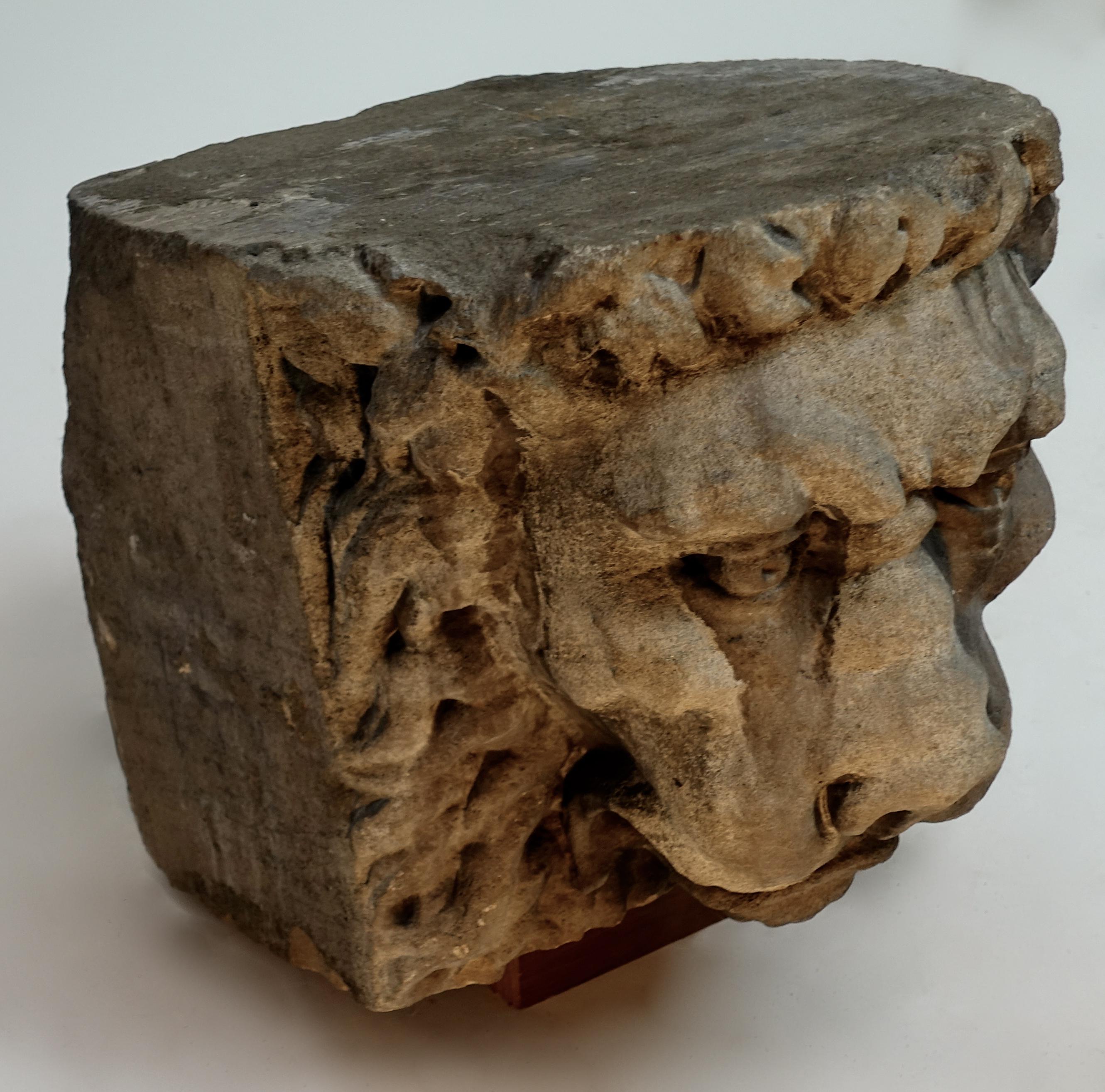 Late 18th or Early 19th Century Carved Stone Lion Head Architectural Element 1