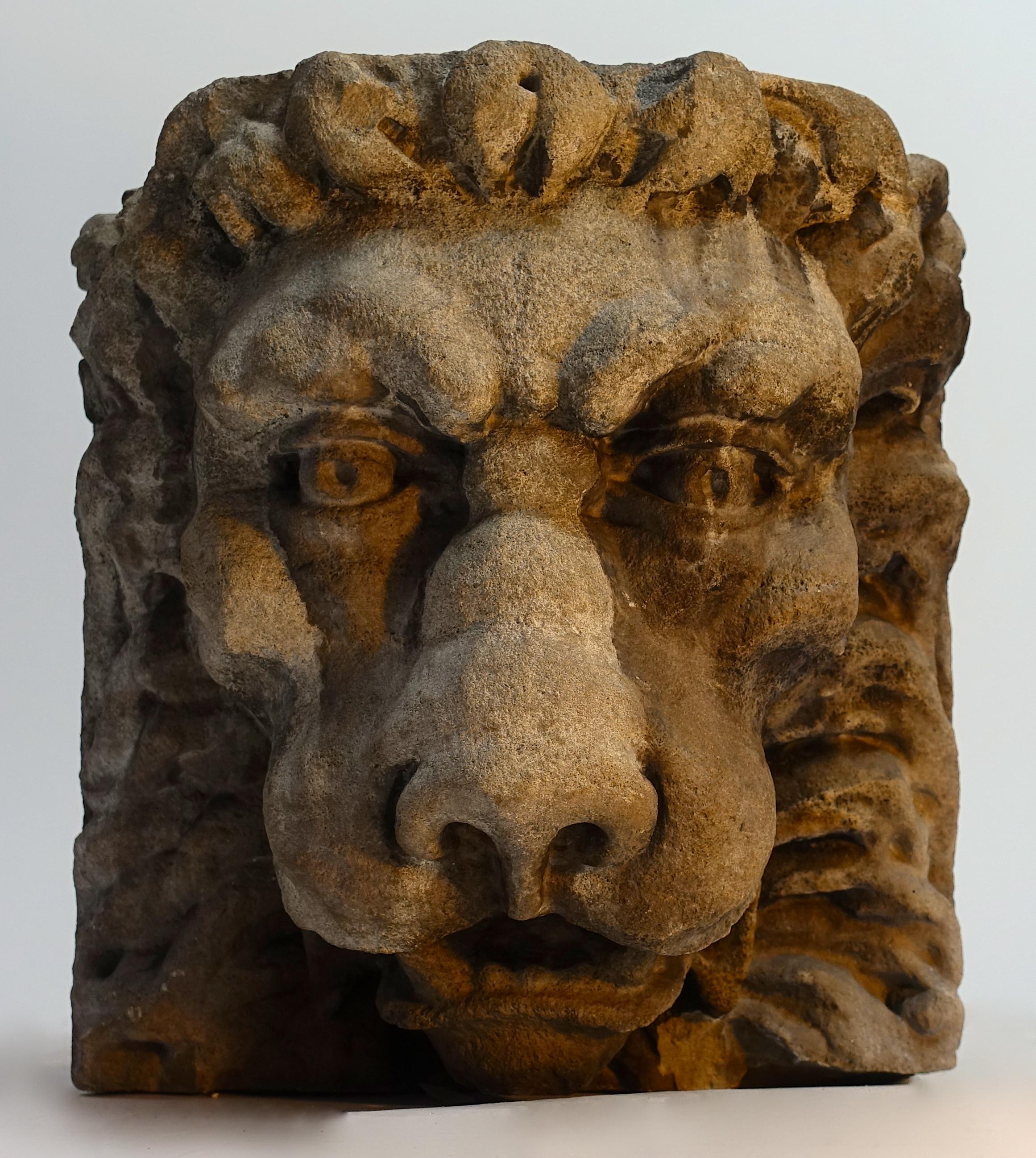 Late 18th or Early 19th Century Carved Stone Lion Head Architectural Element 2