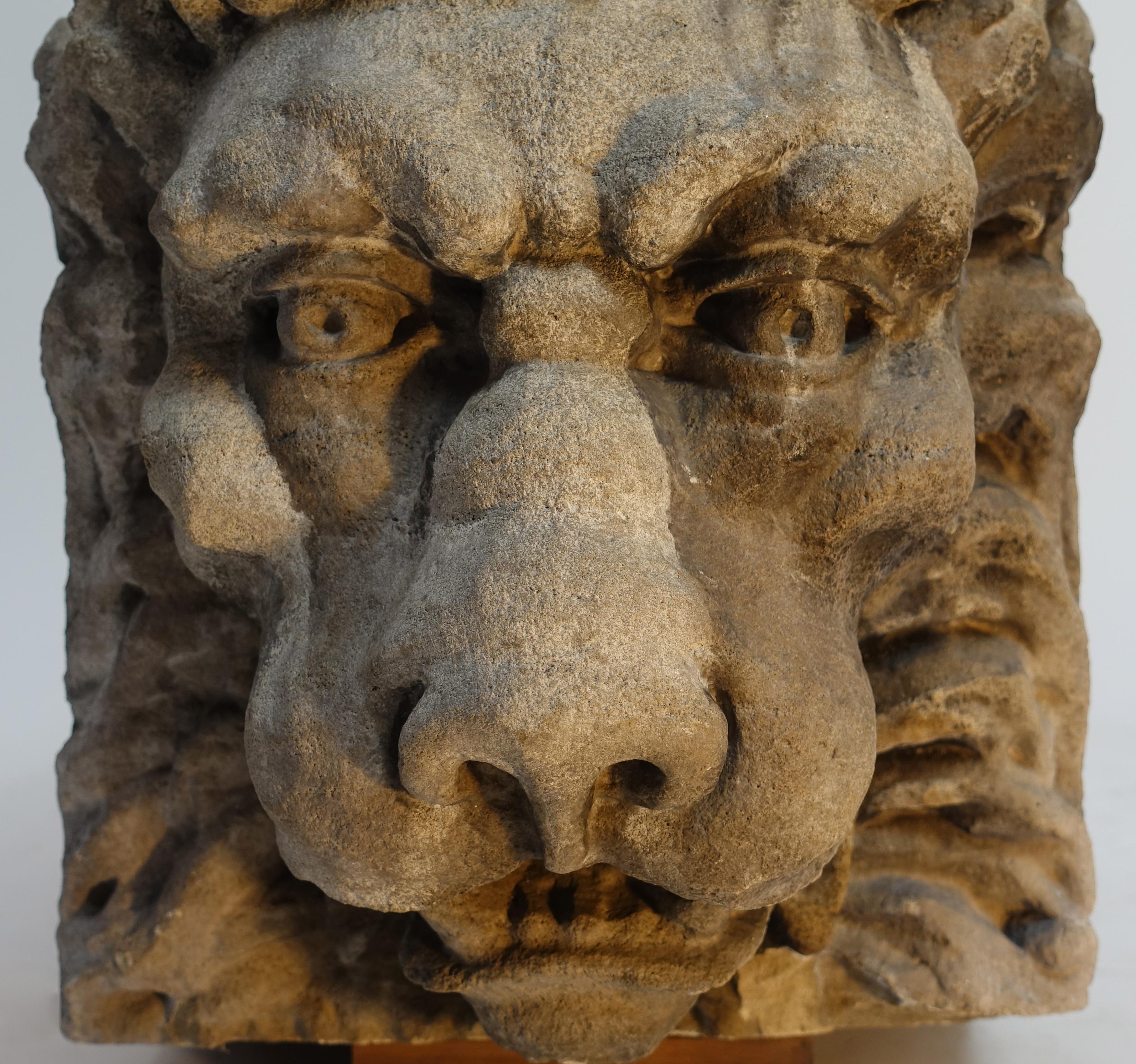 Late 18th or Early 19th Century Carved Stone Lion Head Architectural Element 3