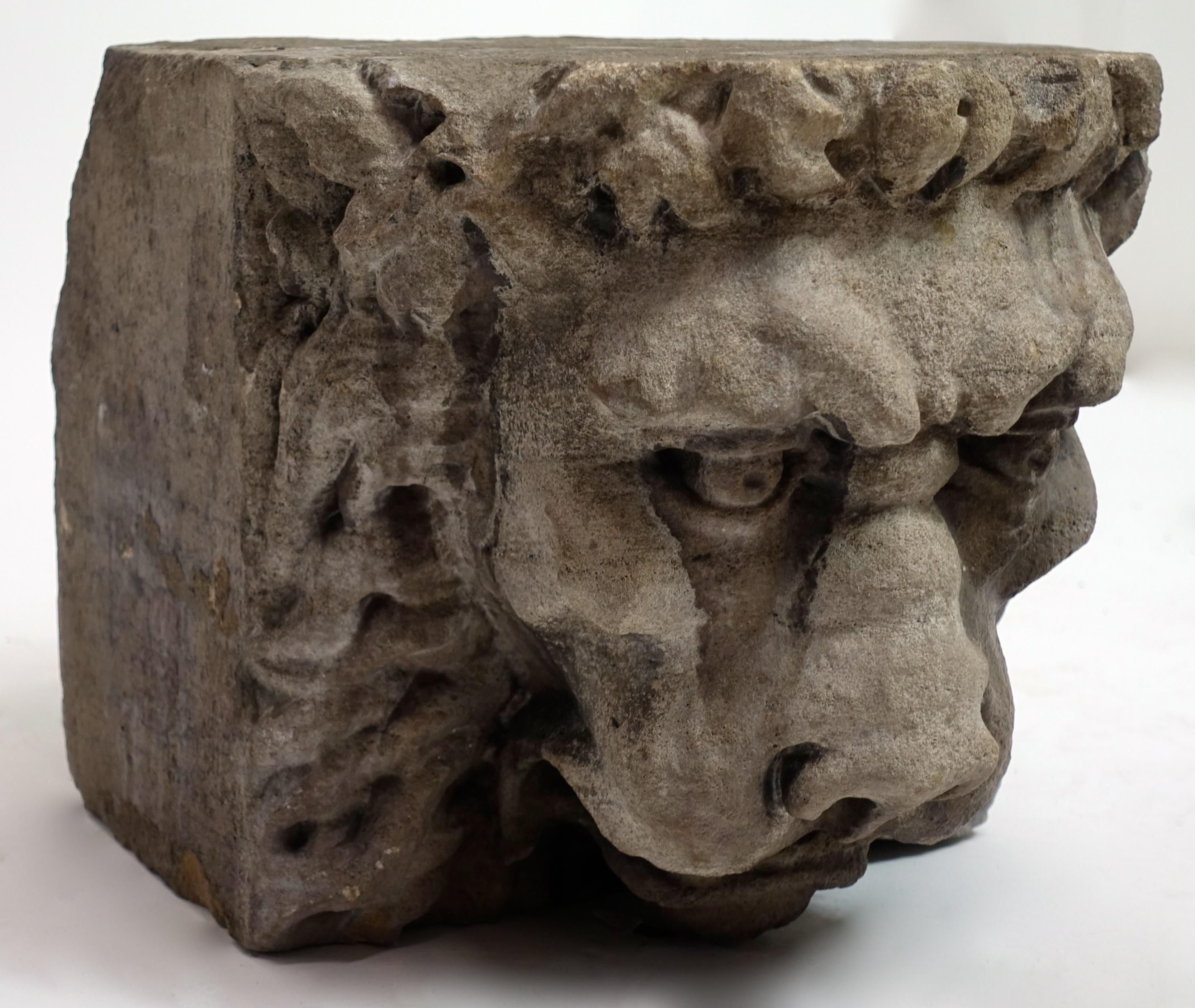 Late 18th or Early 19th Century Carved Stone Lion Head Architectural Element 4