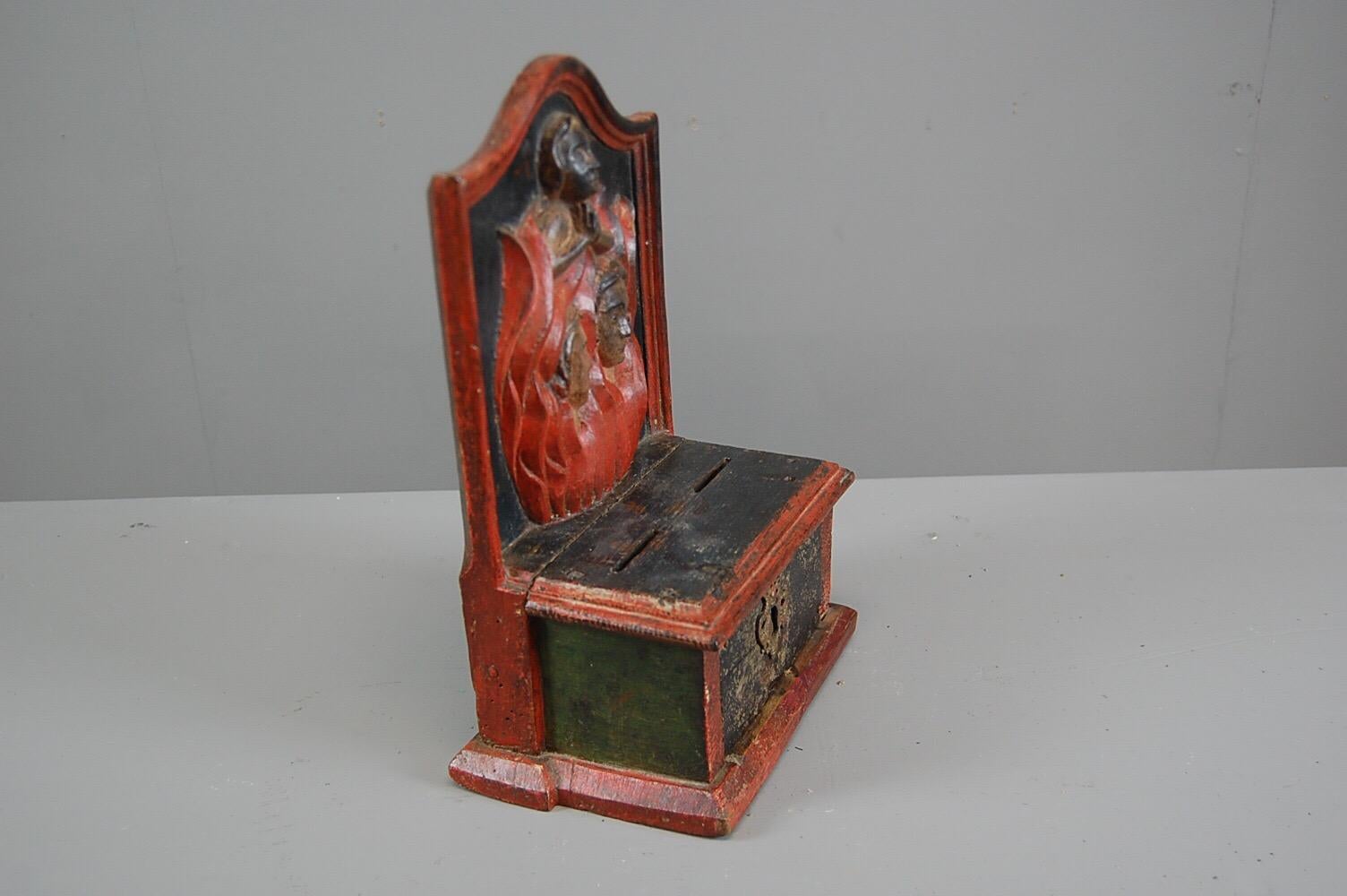 Polychromed Late 18th-Early 19th Century Church Collection Box