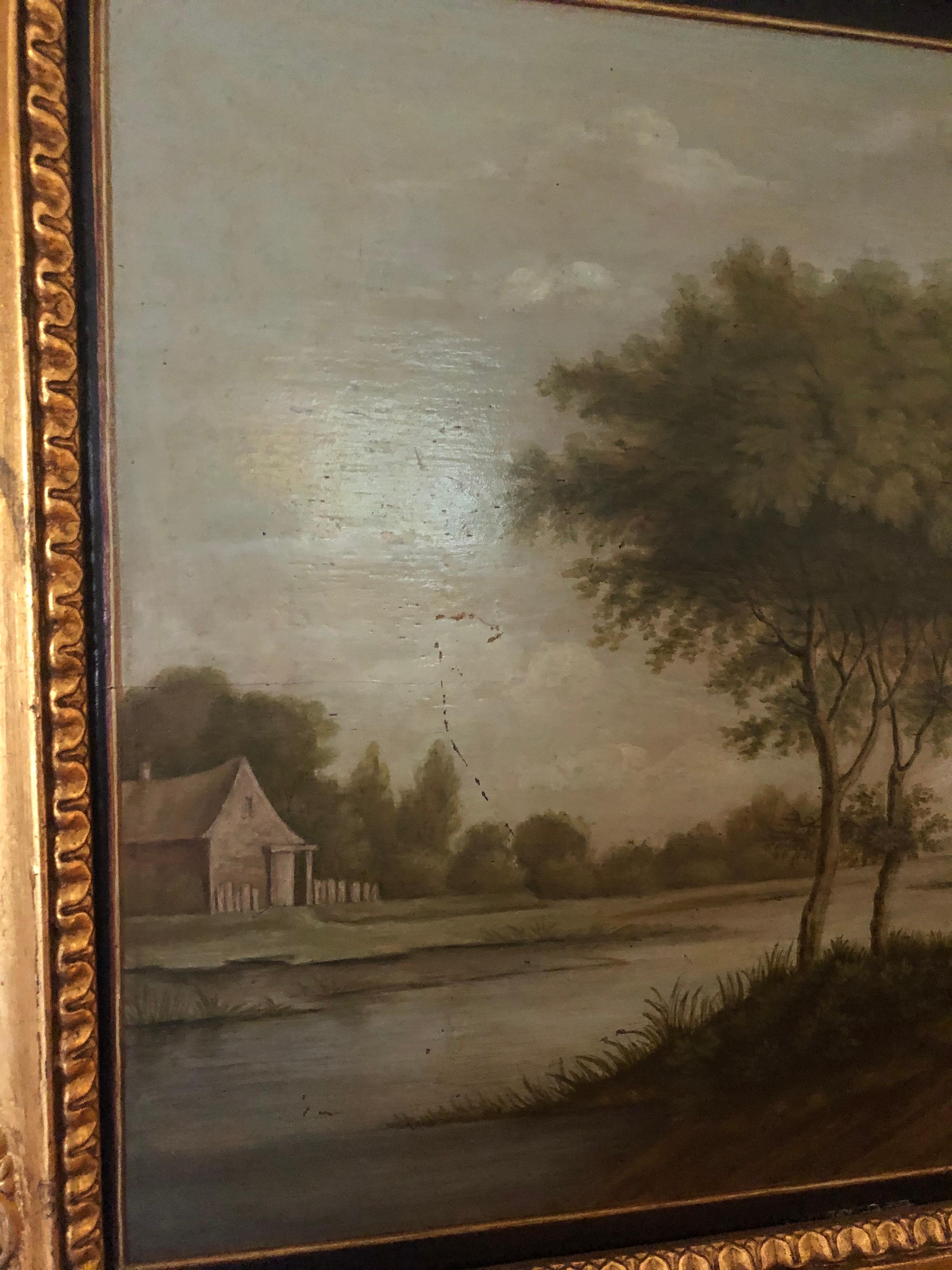 Late 18th-Early 19th Century Danish Oil on Board Landscape Painting For Sale 5
