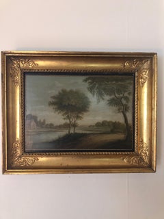 Late 18th-Early 19th Century Danish Oil on Board Landscape Painting
