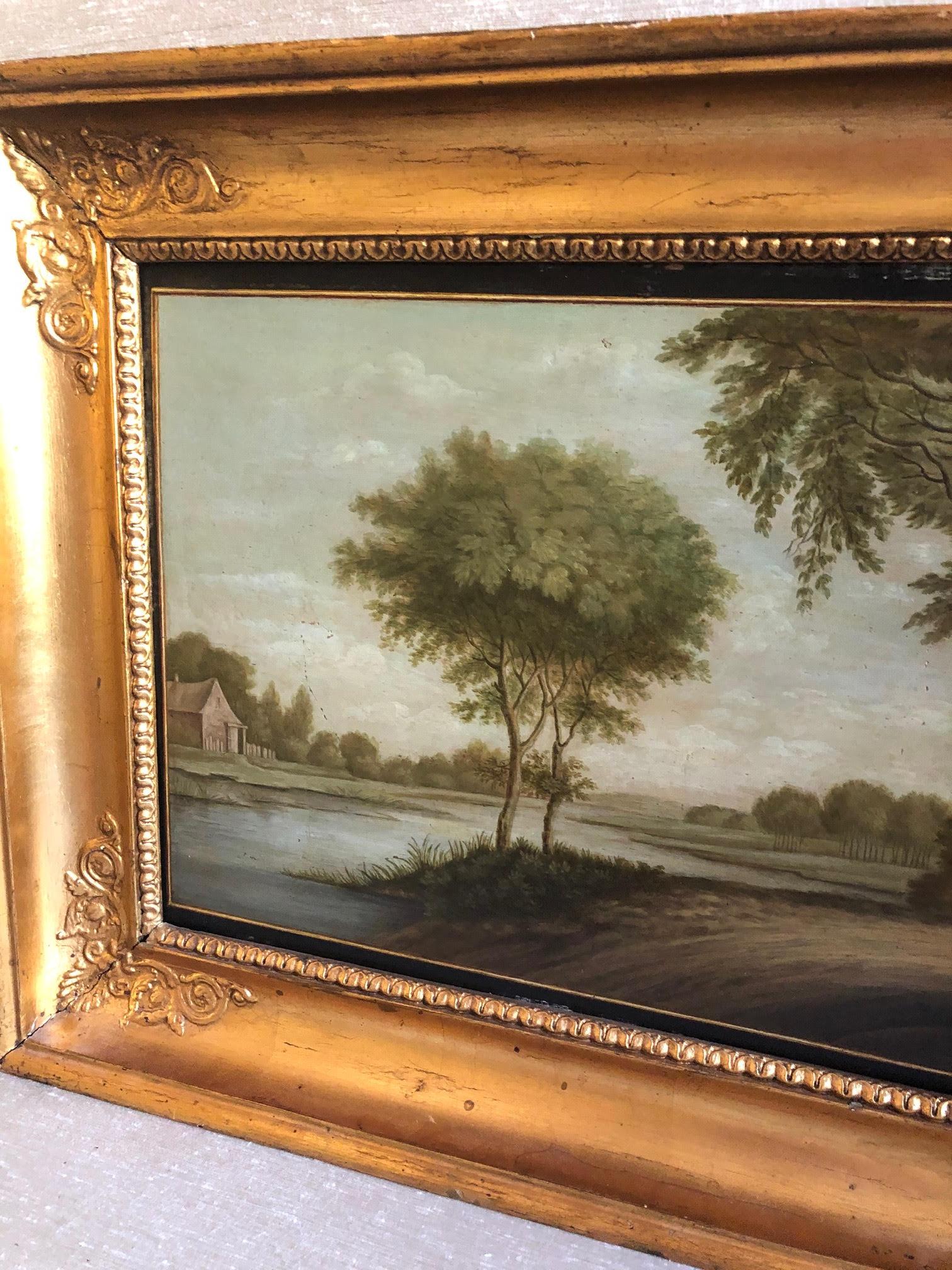 Late 18th-Early 19th Century Danish Oil on Board Landscape Painting In Good Condition For Sale In Garrison, NY