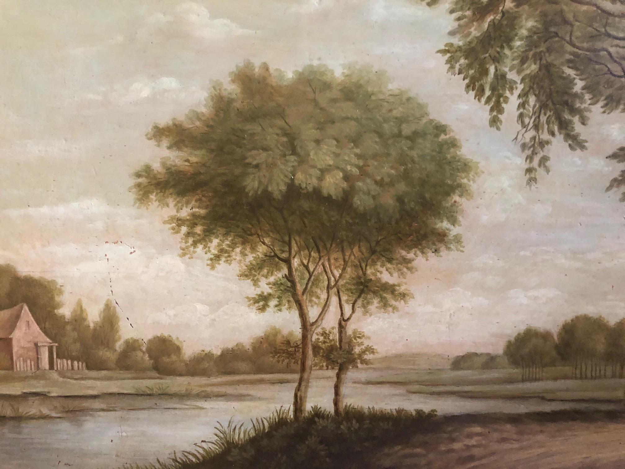 Giltwood Late 18th-Early 19th Century Danish Oil on Board Landscape Painting For Sale