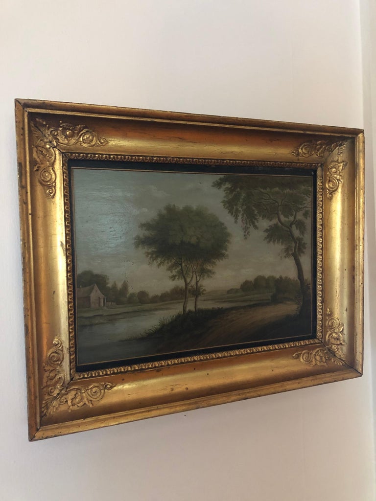 Late 18th-Early 19th Century Danish Oil on Board Landscape Painting For ...