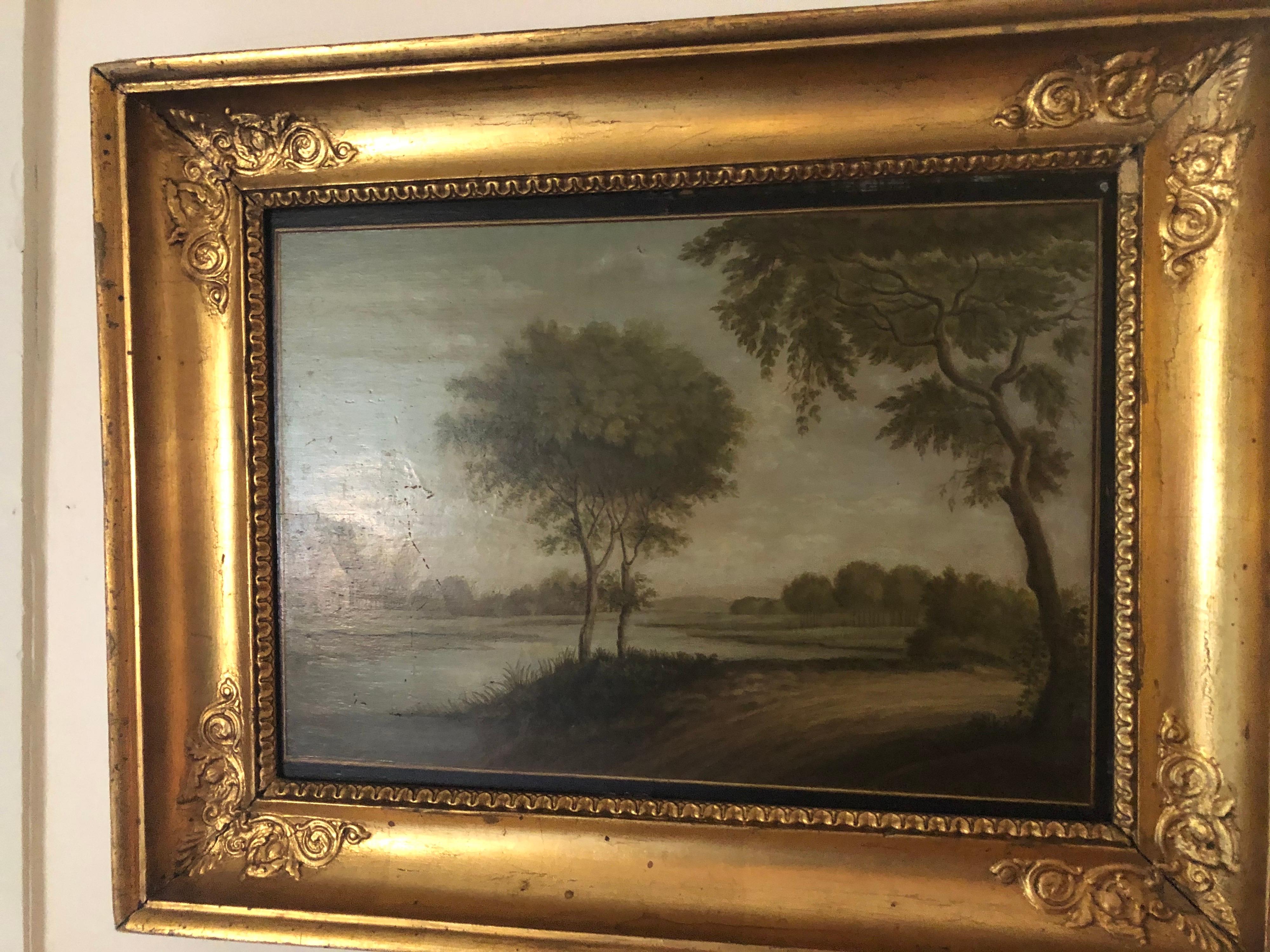 Late 18th-Early 19th Century Danish Oil on Board Landscape Painting For Sale 3