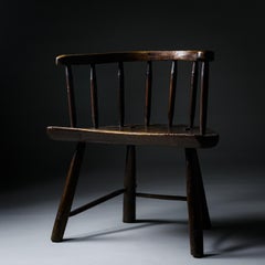 Late 18th Early 19th Century English Primitive Stick Back Fireside Chair