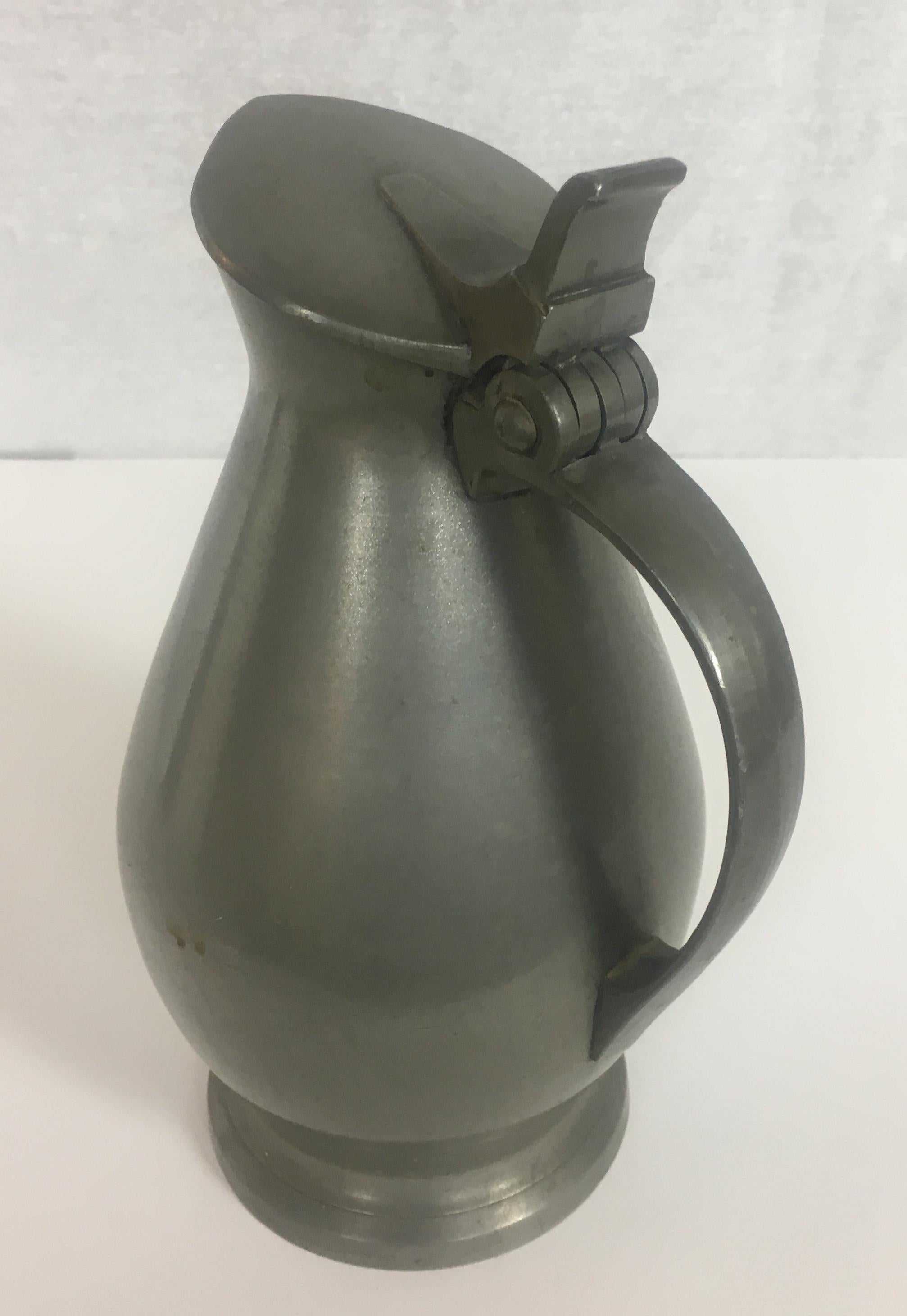 Late 18th-Early 19th Century French Pewter Flagon or Tankard, Royal Engraving 1