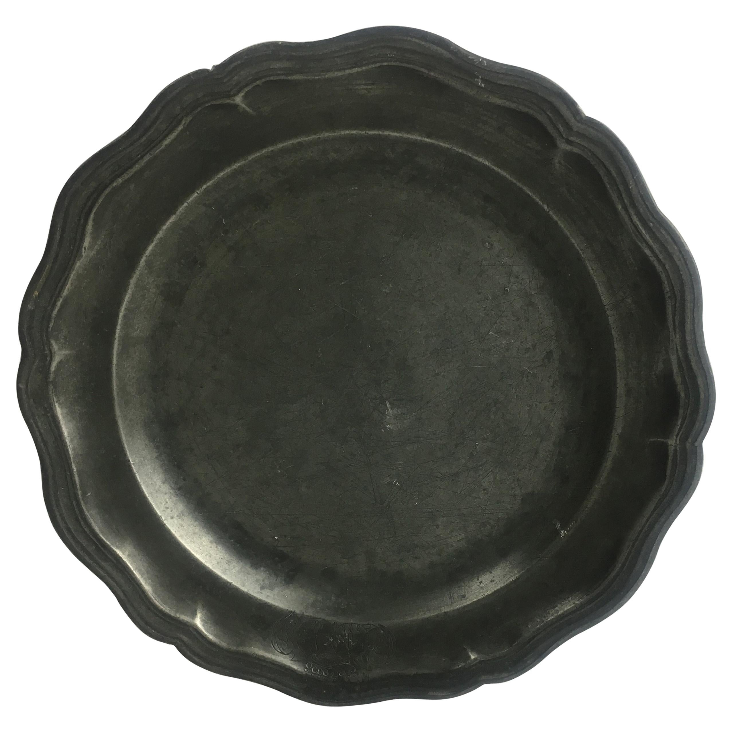 Late 18th-Early 19th Century French Pewter Plate