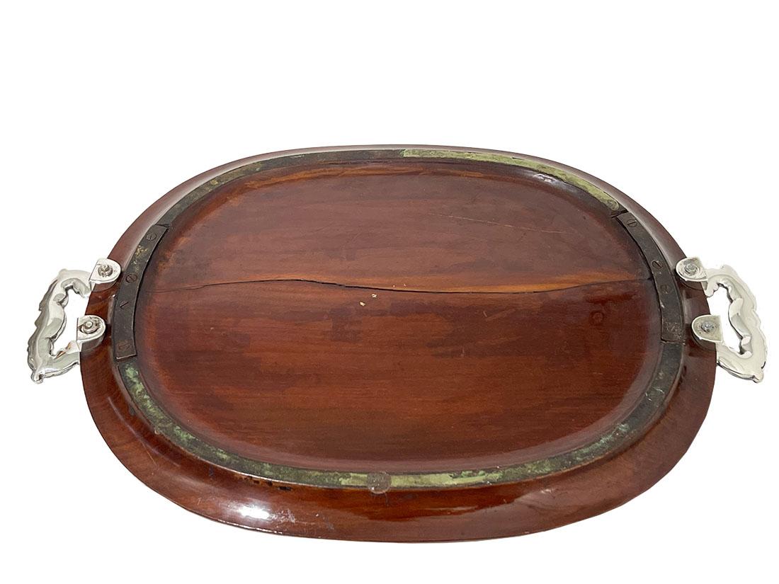 Late 18th/ Early 19th Century French Wooden Serving Tray with Rocaille Handles For Sale 3