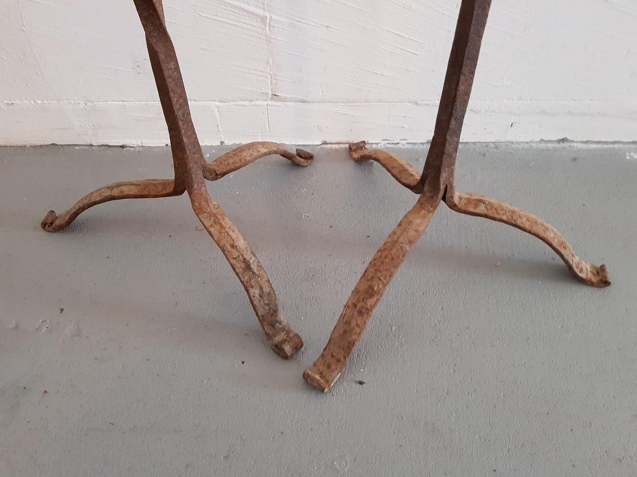 Late 18th-Early 19th Century French Wrought Iron Floor Candleholders 2