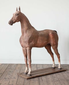 Finales del siglo XVIII-principios del XIX, escultura de madera de tamaño natural de un caballo