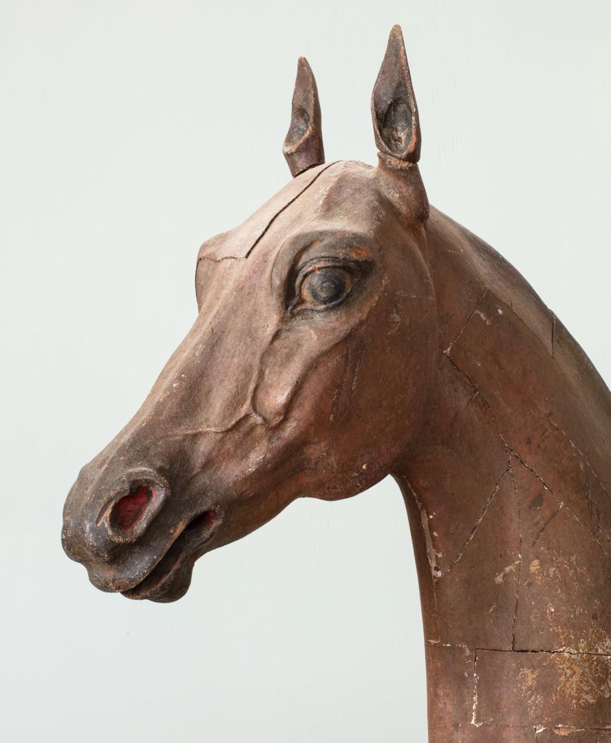 life size wooden horse statue