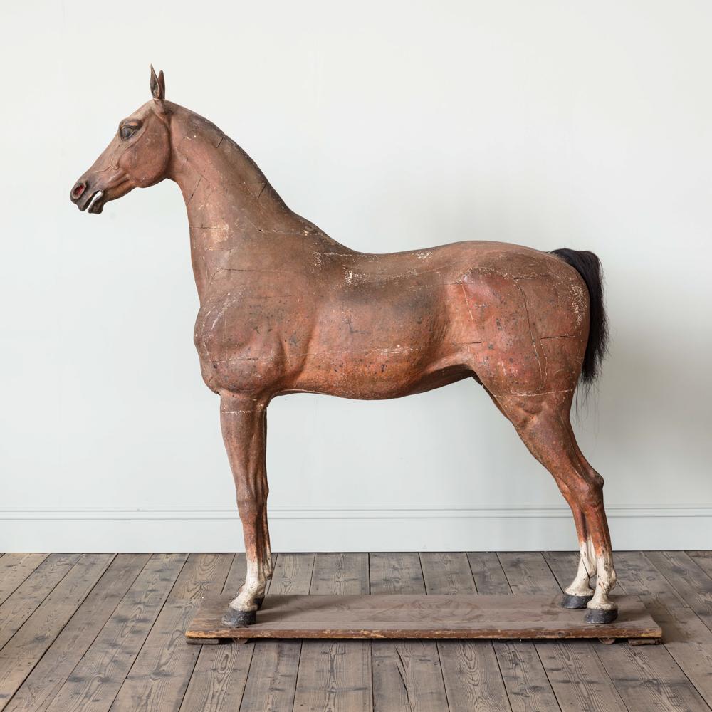 Late 18th-Early 19th Century, Full Size Wooden Sculpture of a Horse For Sale 1