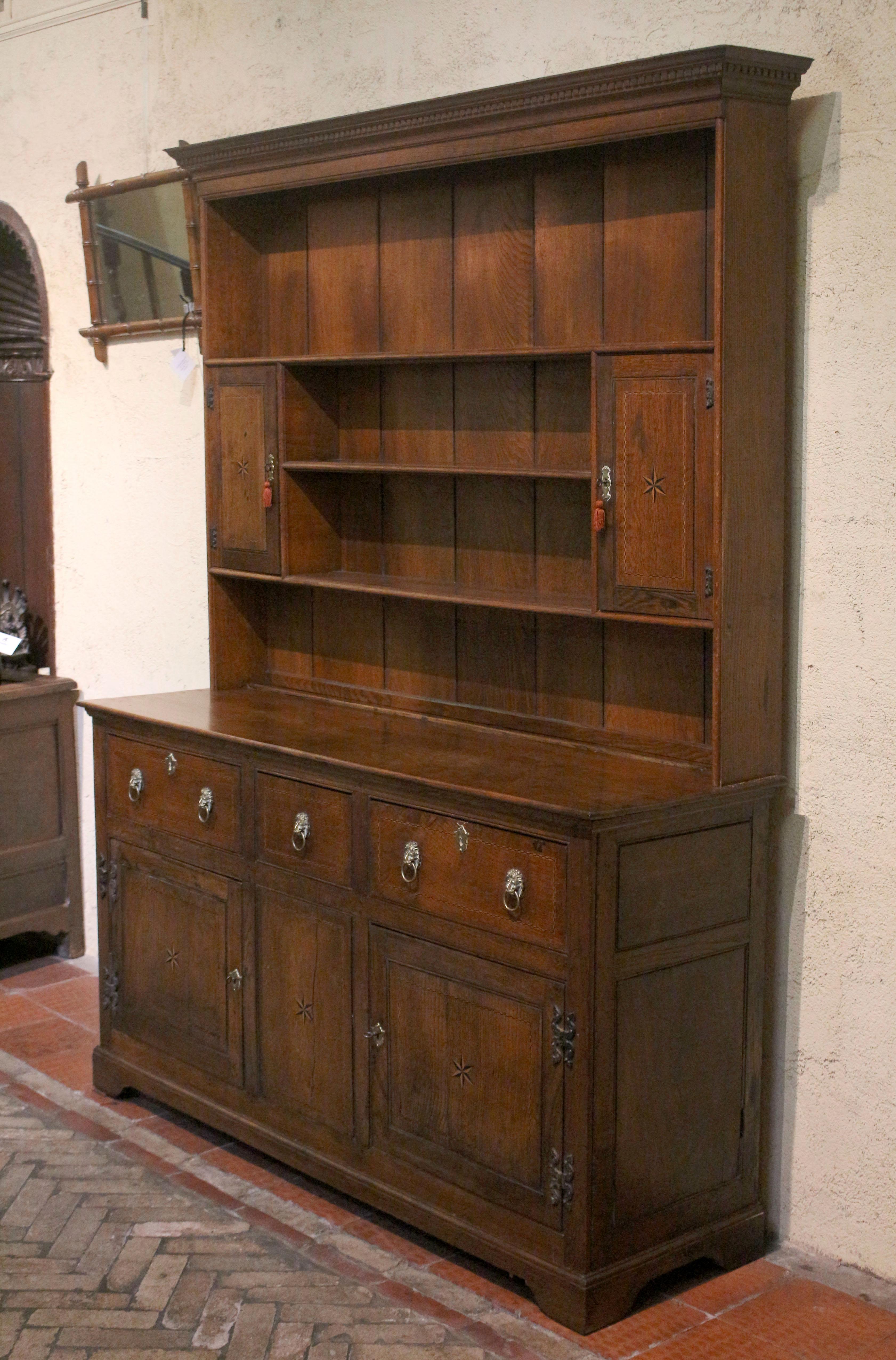 Inlay Late 18th-Early 19th Century Georgian English Oak Dresser
