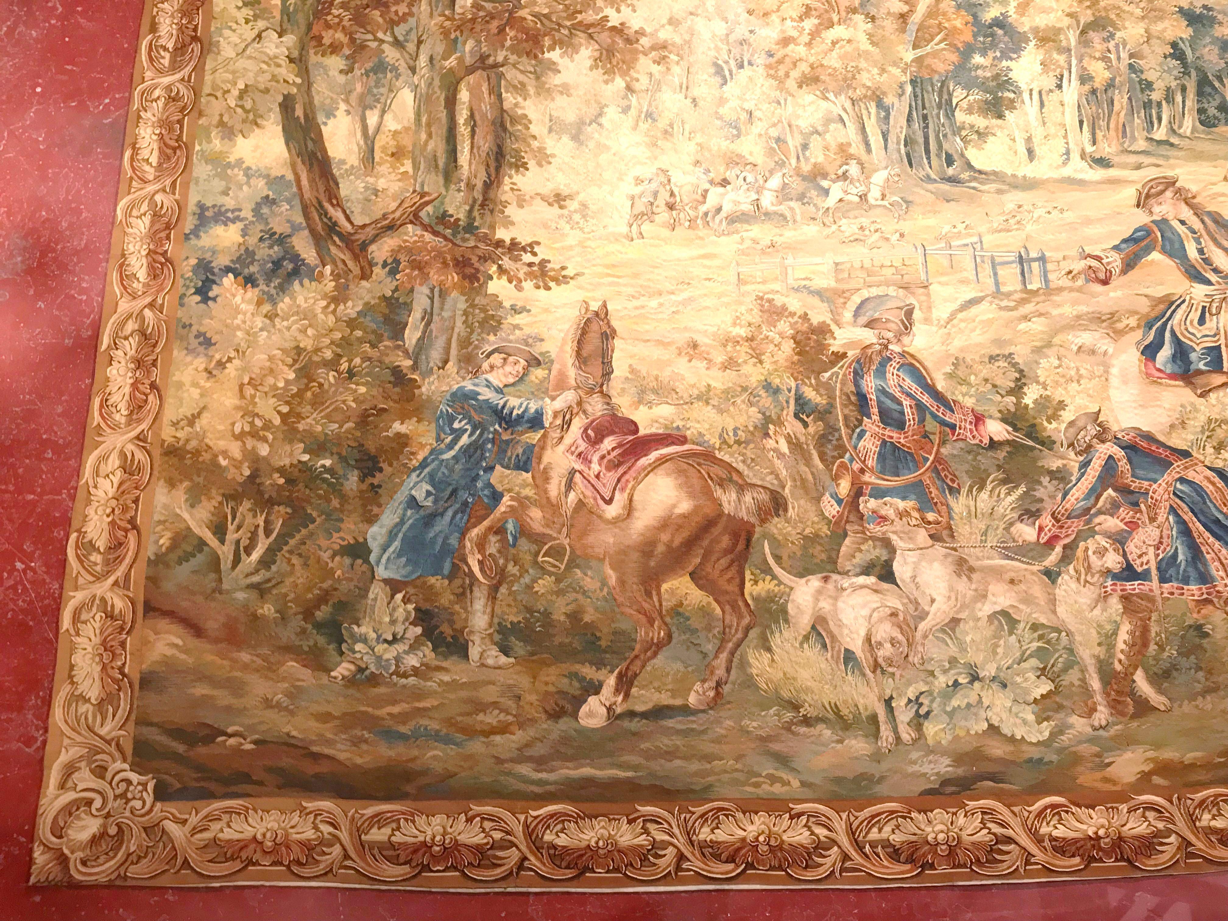 Belgian Late 18th-Early 19th Century Handwoven Hunt Tapestry from Brussels For Sale
