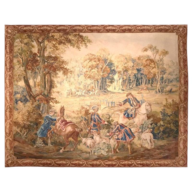 Late 18th-Early 19th Century Handwoven Hunt Tapestry from Brussels For Sale