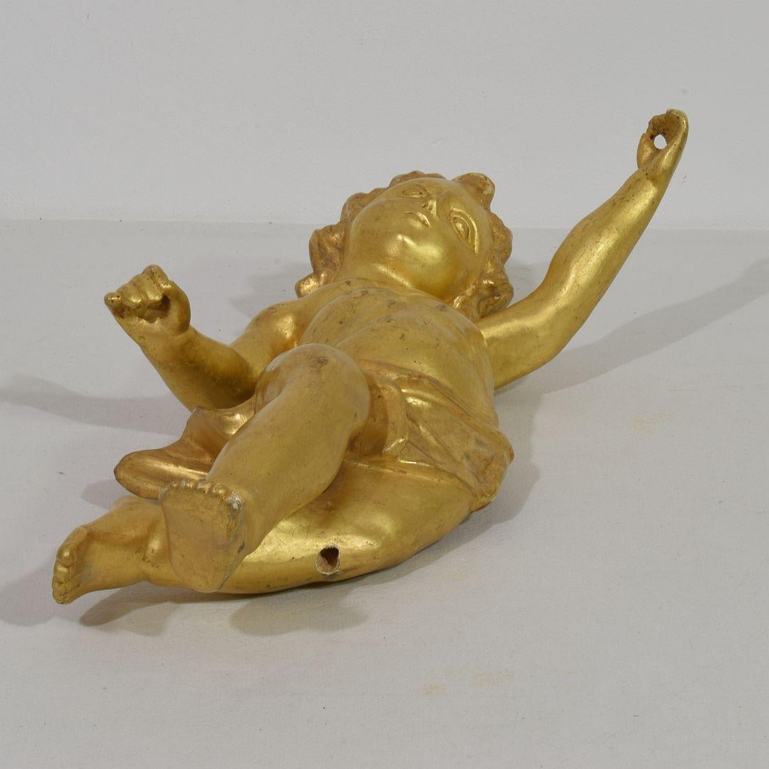 Late 18th / Early 19th Century Italian Giltwood Neoclassical Angel For Sale 12