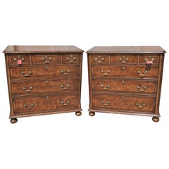 Late 18th-Early 19th Century Pair of English Oyster Walnut Chest of Drawers