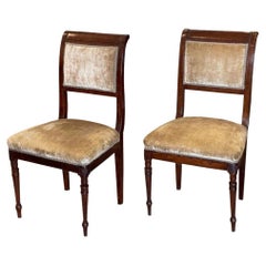Late 18th - Early 19th Century Pair of French Directoire Mahogany Side Chairs