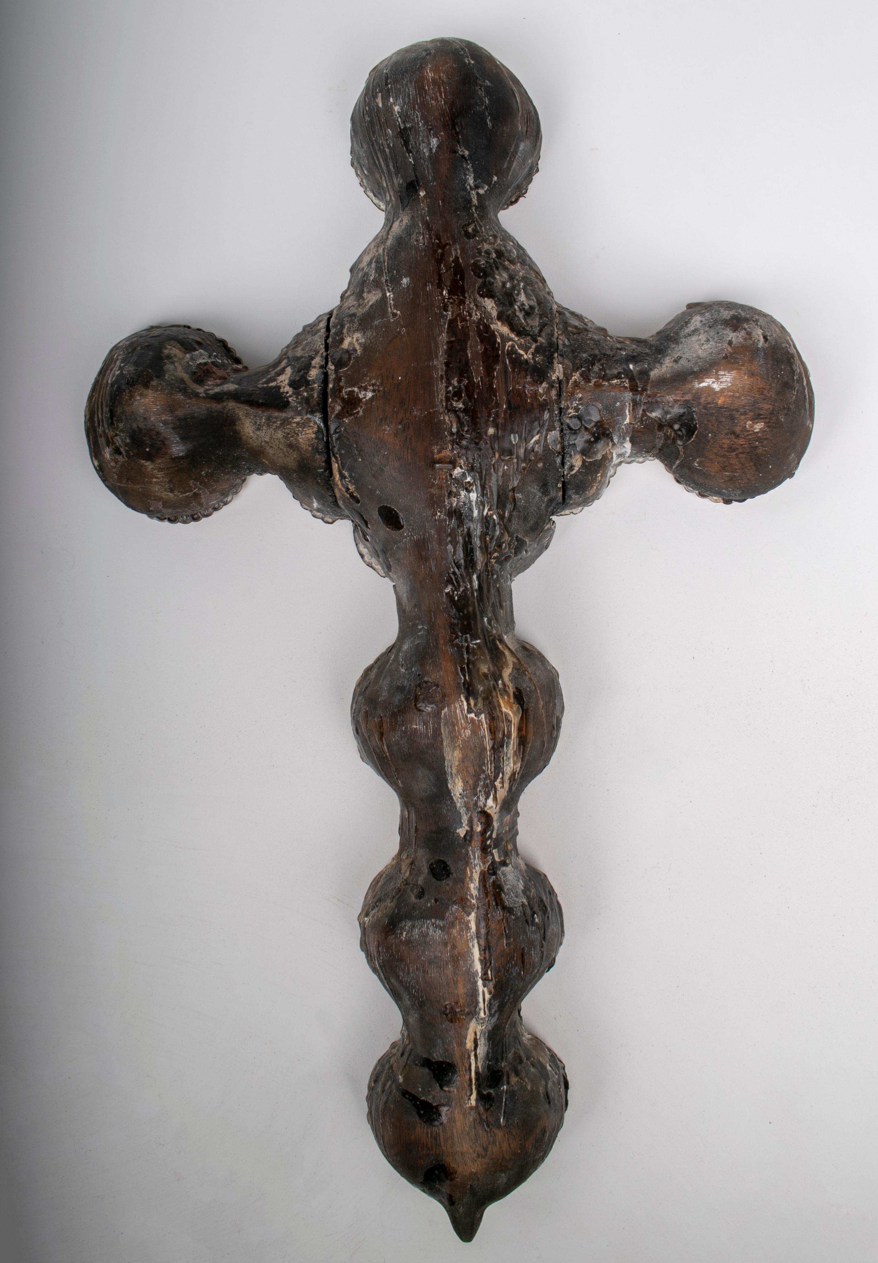 Late 18th-Early 19th Century Peruvian Silver Cross on Wood 4