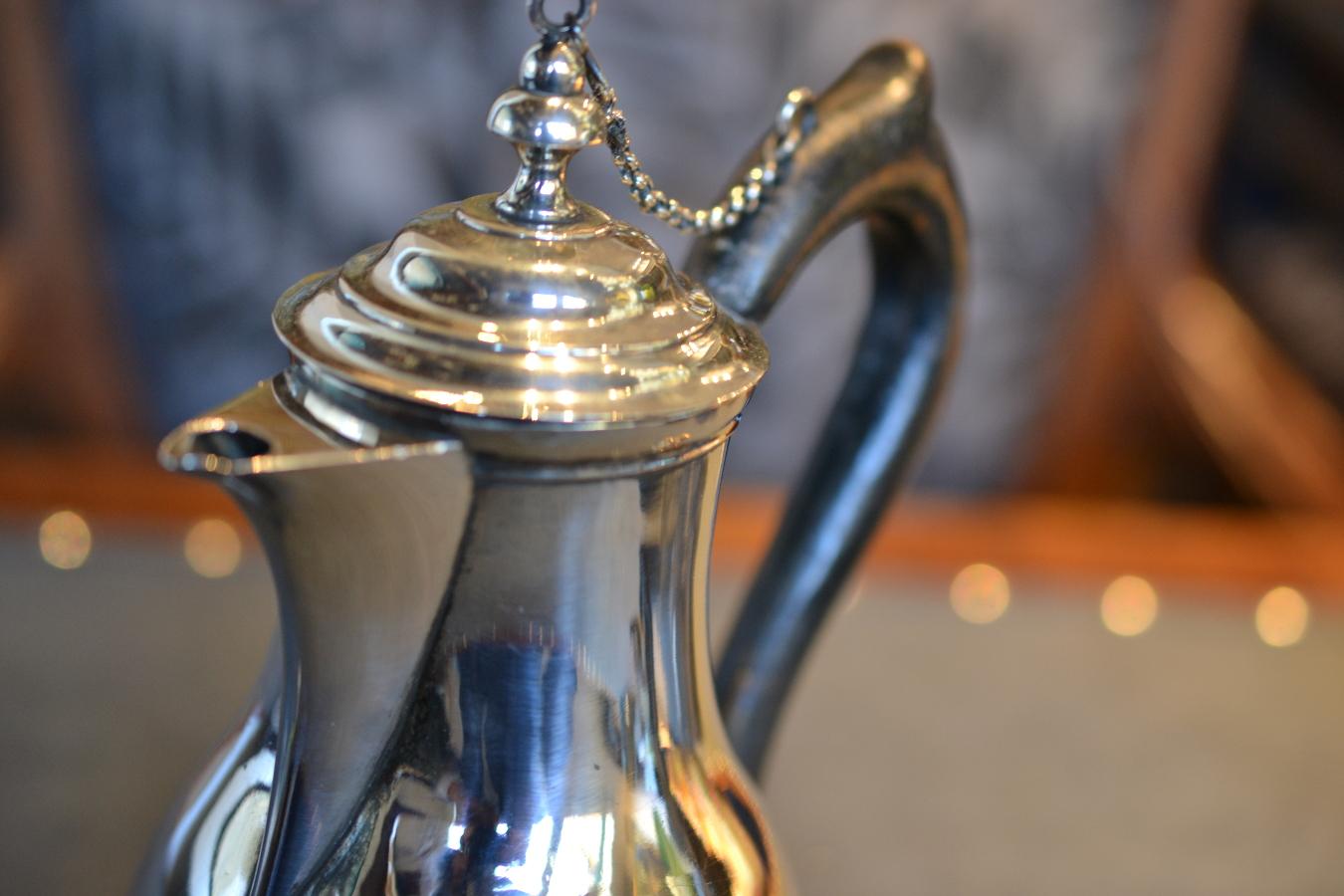 Cast Late 18th-Early 19th Century Silver Coffee Pot, Italian-Trento For Sale