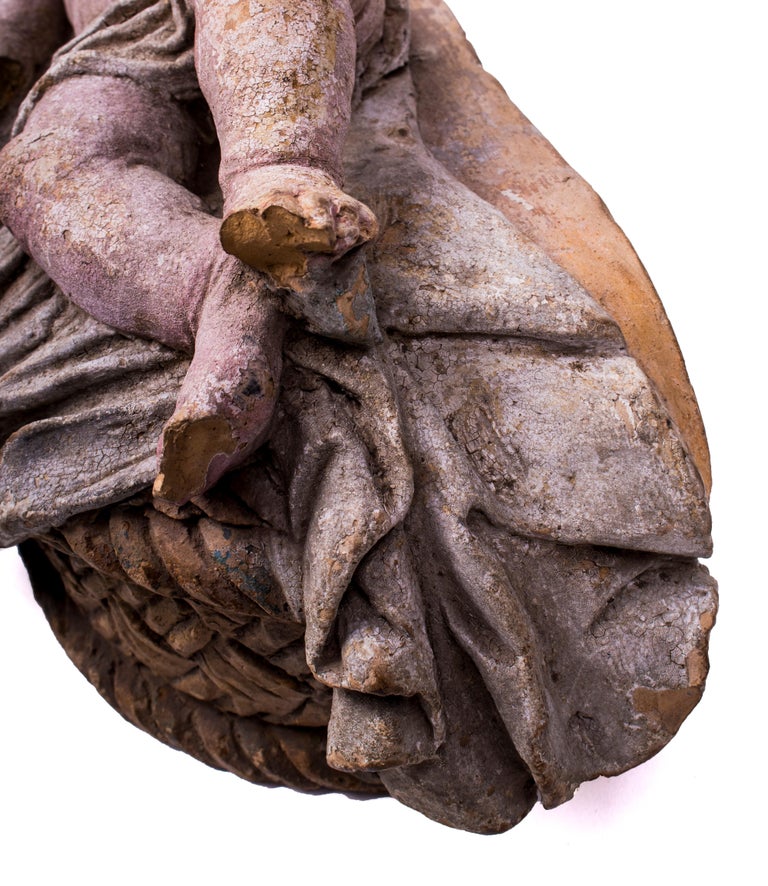 Late 18thEarly 19th Century Spanish Painted Terracotta Baby Jesus