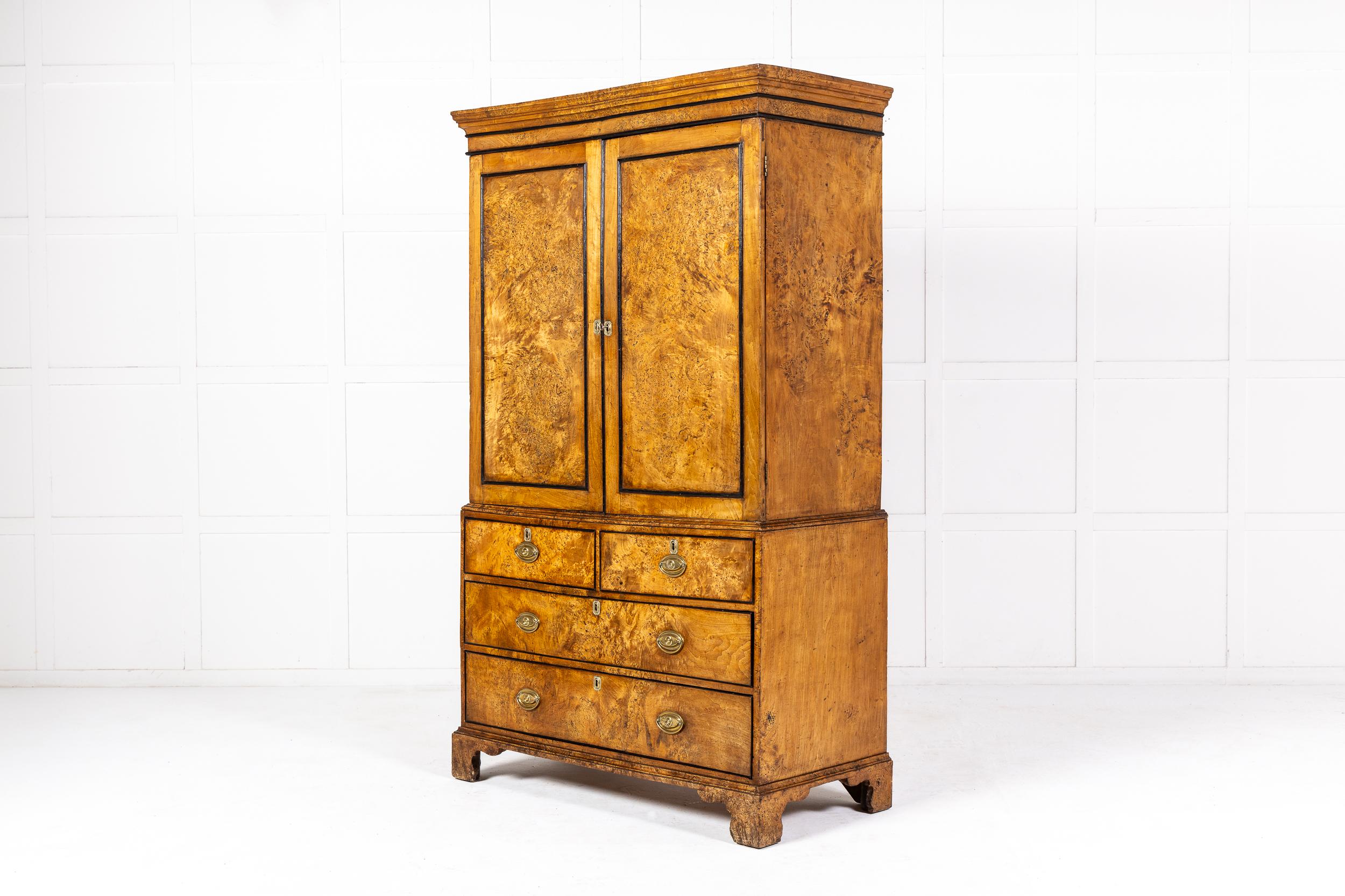 Late 18th/Early 19th Century Sycamore Linen Press For Sale 1