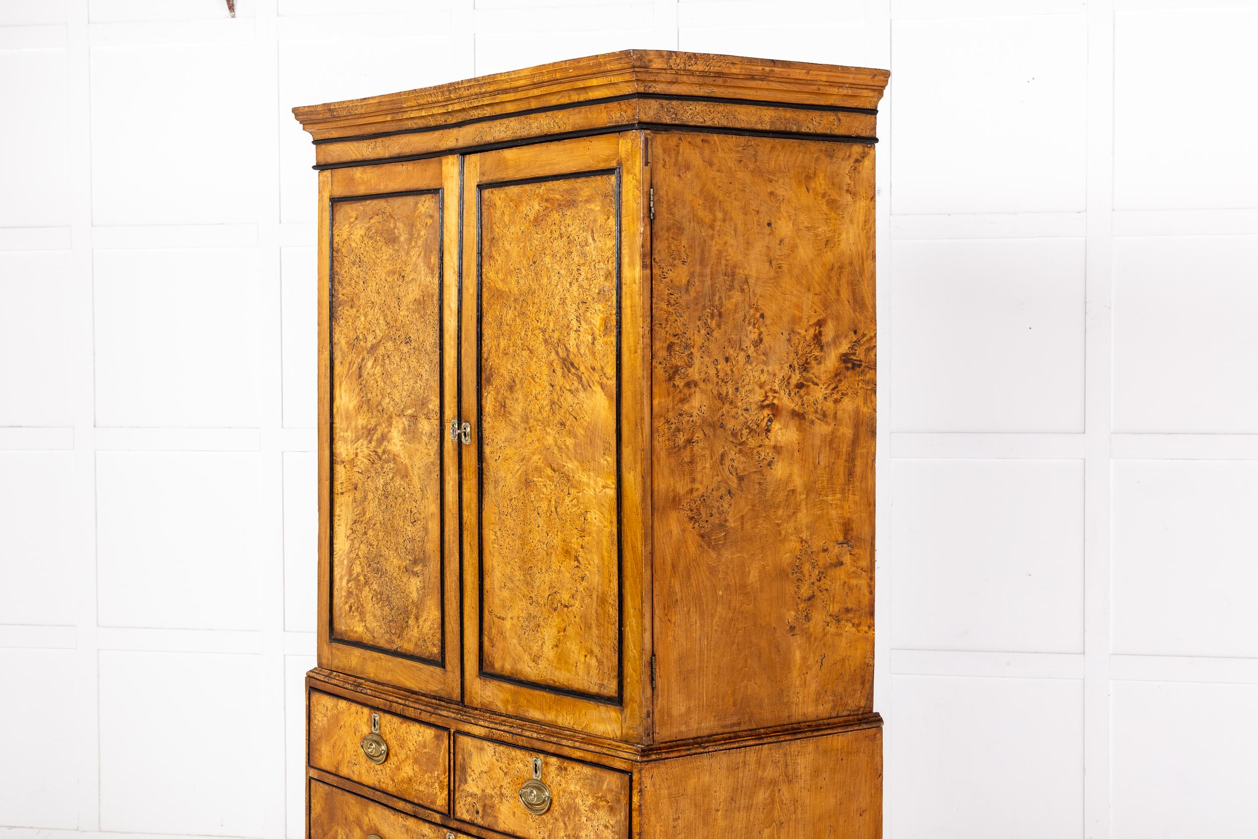 Late 18th/Early 19th Century Sycamore Linen Press For Sale 2