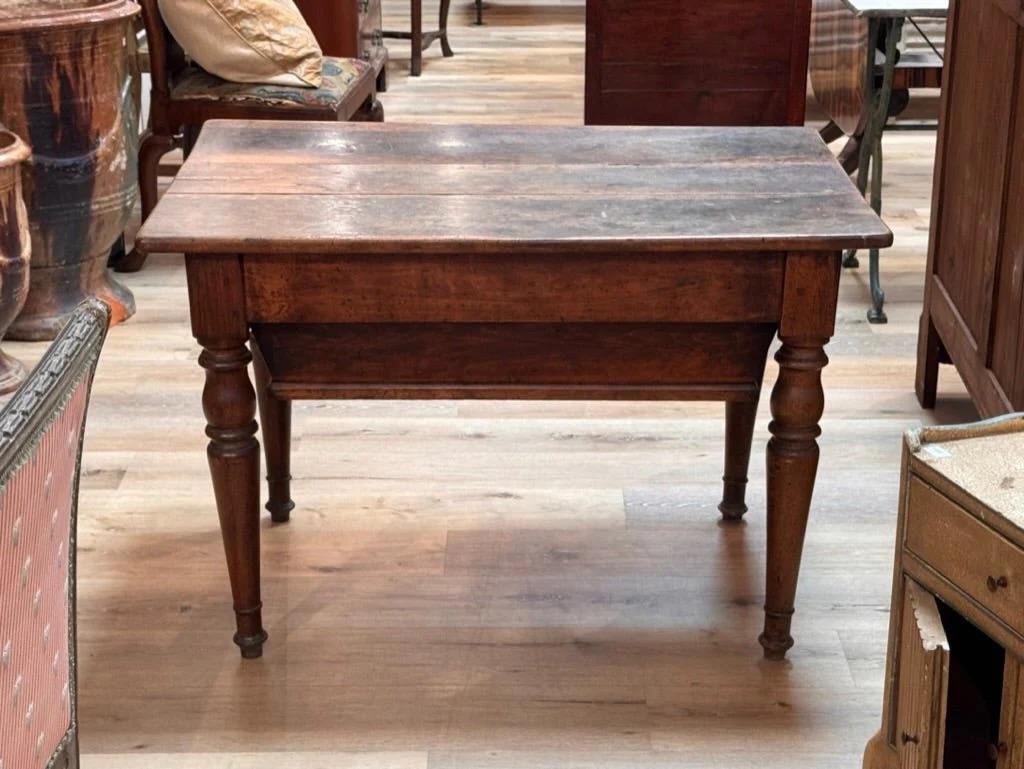 Late 18th-early 19th French Provincial walnut dough table. 27” h. x 40.5” w. x 27” d.


