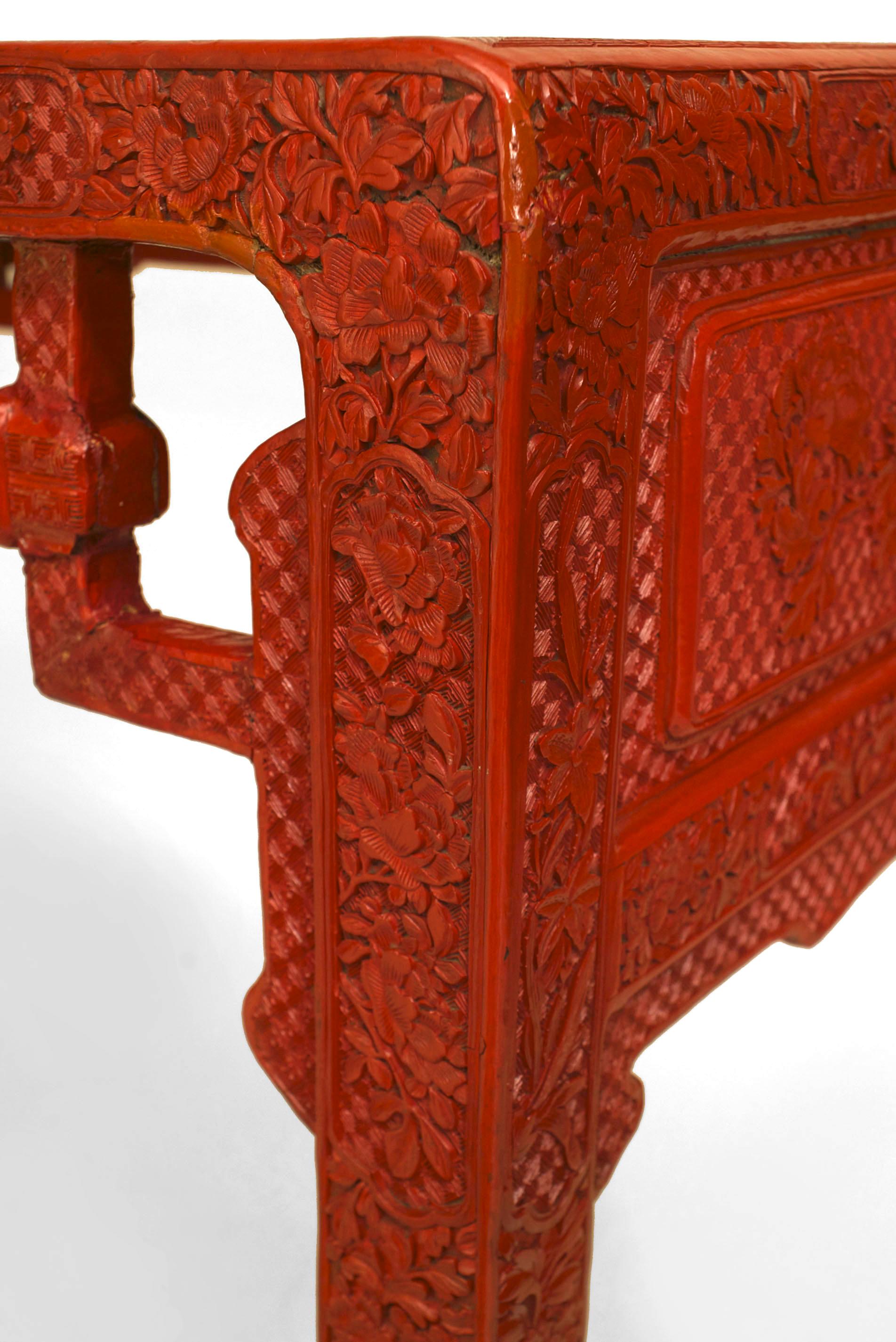 18th Century Chinese Red Cinnabar Console Table For Sale