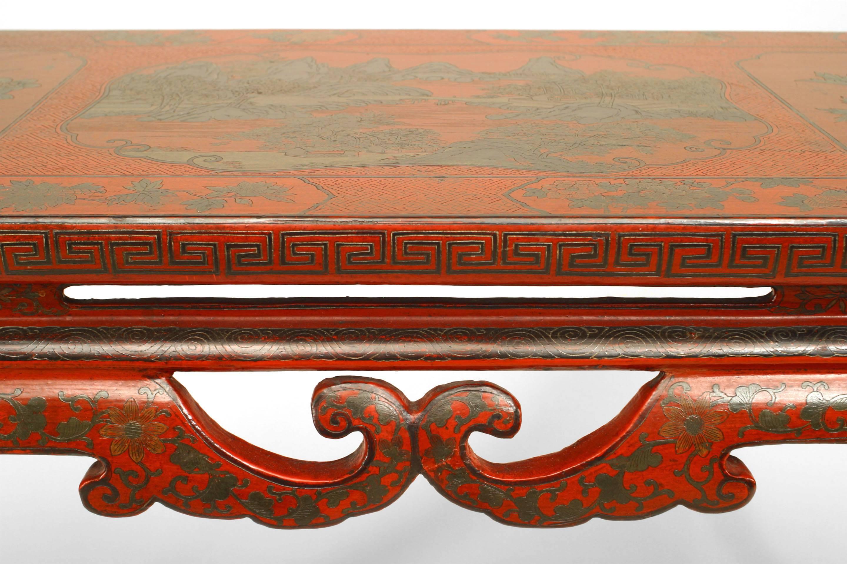 18th Century and Earlier Late 18th or Early 19th c. Red Chinese Lacquer Console Table
