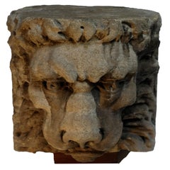 Late 18th or Early 19th Century Carved Stone Lion Head Architectural Element